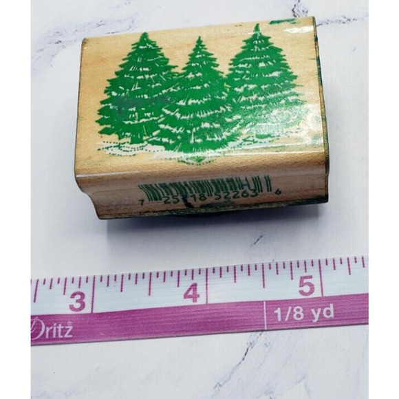 Christmas Holiday Pine Trees Inkadinkado Wood Mounted Rubber Wood Stamp 2263 - Picture 2 of 8